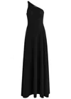 Luxe De Valentina Como One Shoulder Lamé Maxi Dress In Black