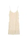 Luxe De Valentina Heartbreak Ruffled Mesh Mini Dress In White