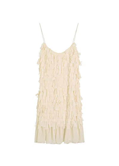 Luxe De Valentina Heartbreak Ruffled Mesh Mini Dress In White