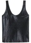 Luxe De Valentina Lido Metallic Jersey Tank In Black