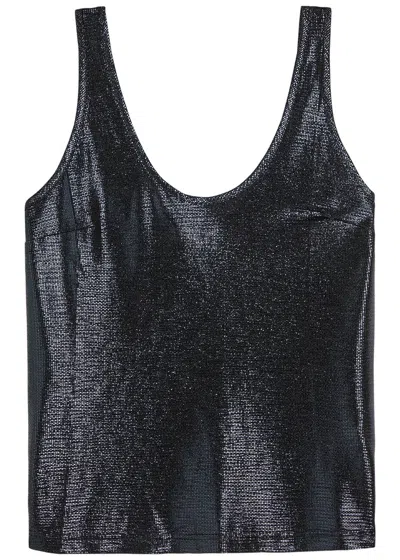 Luxe De Valentina Lido Metallic Jersey Tank In Blue