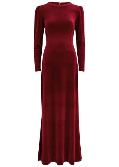Luxe De Valentina Venetian Velvet Maxi Dress In Red