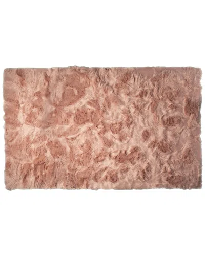 Luxe Faux Fur Arlington Machine Washable Rectangular Faux Fur Rug In Rose