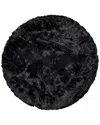 Luxe Faux Fur Arlington Machine Washable Round Faux Fur Rug In Black