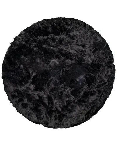 Luxe Faux Fur Arlington Machine Washable Round Faux Fur Rug In Blue