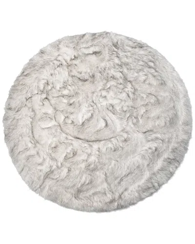 Luxe Faux Fur Arlington Machine Washable Round Faux Fur Rug In Grey