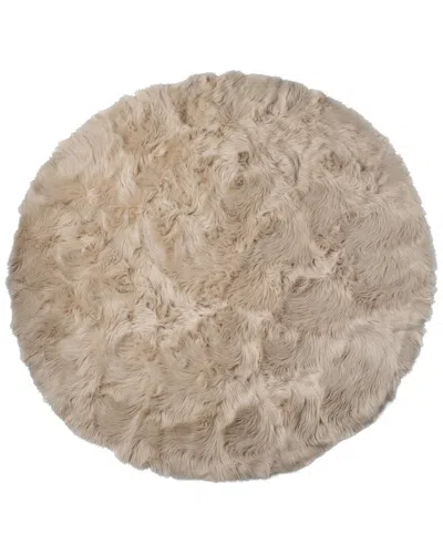 Luxe Faux Fur Arlington Machine Washable Round Faux Fur Rug In Taupe