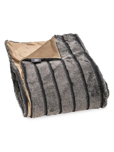 Luxe Faux Fur Kids' Couture Faux Fur Throw In Glacier Grey