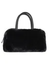 Luxe Faux Fur Faux Fur Bowling Bag In Black