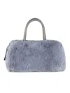 Luxe Faux Fur Faux Fur Bowling Bag In Grey