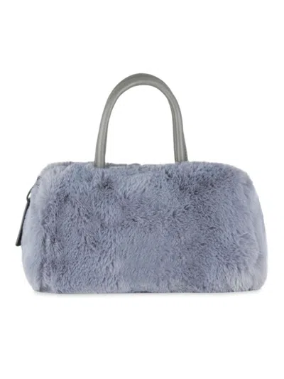 Luxe Faux Fur Faux Fur Bowling Bag In Grey