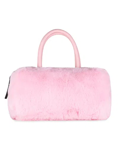 Luxe Faux Fur Faux Fur Bowling Bag In Pink
