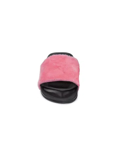 Luxe Faux Fur Faux Fur Slides In Pink Faux