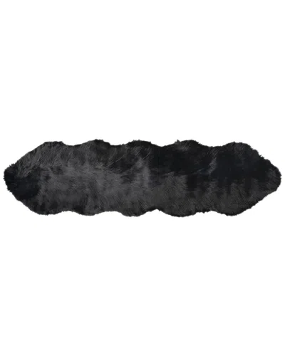 Luxe Faux Fur Gordon Machine Washable Double Faux Fur Rug In Black