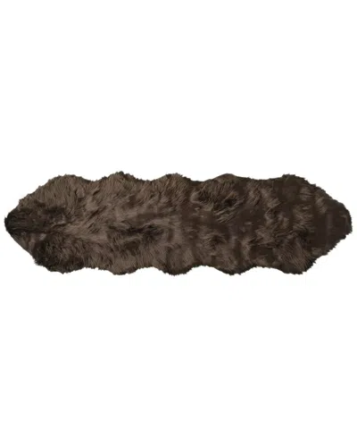 Luxe Faux Fur Gordon Machine Washable Double Faux Fur Rug In Chocolate