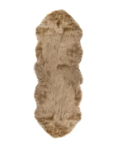 Luxe Faux Fur Gordon Machine Washable Double Faux Sheepskin Rug In Brown