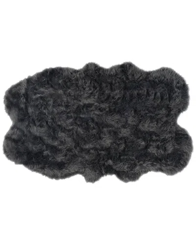 Luxe Faux Fur Gordon Machine Washable Quattro Faux Fur Rug In Grey