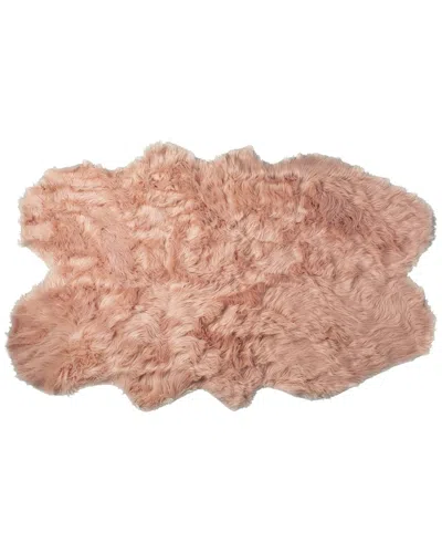 Luxe Faux Fur Gordon Machine Washable Quattro Faux Fur Rug In Rose