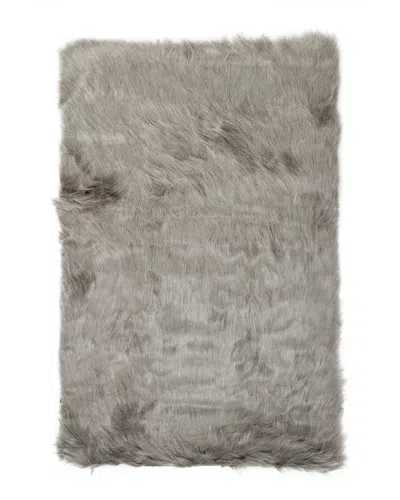 Luxe Faux Fur Hudson Machine Washable Faux Fur Rug In Gray