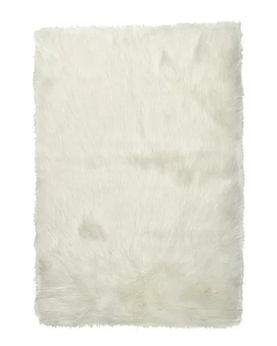 Luxe Faux Fur Hudson Machine Washable Faux Fur Rug In White