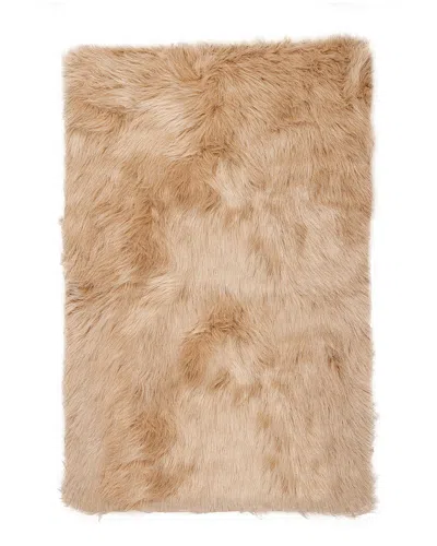 Luxe Faux Fur Hudson Machine Washable Faux Fur Rug In Brown