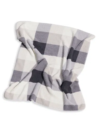 Luxe Faux Fur Kids' Luxe Faux Shearling Fleece Throw In Grey Plaid Combo