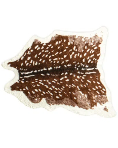 Luxe Faux Fur Machine Washable Faux Cowhide Rug In Brown