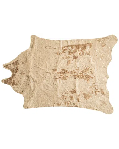 Luxe Faux Fur Machine Washable Faux Cowhide Rug In Off-white