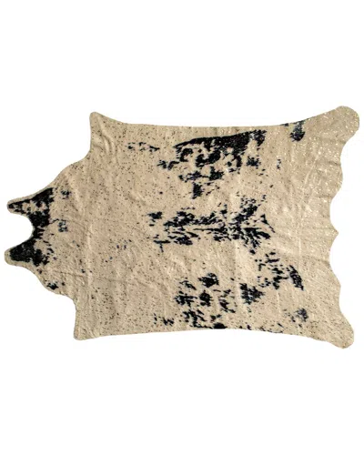 Luxe Faux Fur Machine Washable Faux Cowhide Rug In Off-white