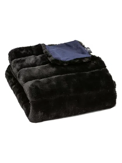 Luxe Faux Fur Quilted Throw In Black