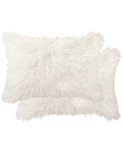 Luxe Faux Fur Set Of 2 Belton Pillows In White
