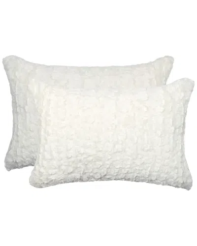 Luxe Faux Fur Set Of 2 Belton Pillows In White