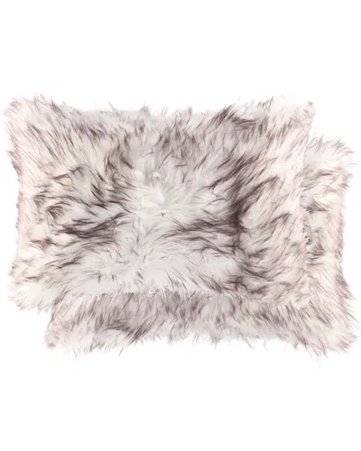 Luxe Faux Fur Set Of 2 Belton Pillows In Black