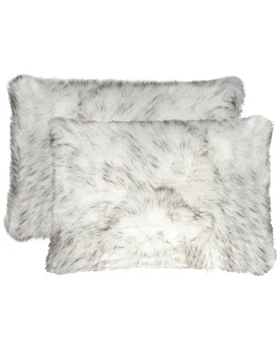 Luxe Faux Fur Set Of 2 Belton Pillows In Brown