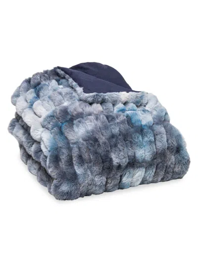 Luxe Faux Fur Signature Throw In Blue