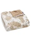 LUXE FAUX FUR SNOW LEOPARD-PRINT FAUX FUR THROW