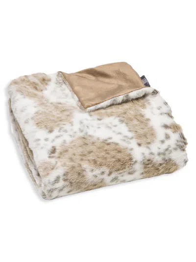 Luxe Faux Fur Snow Leopard-print Faux Fur Throw