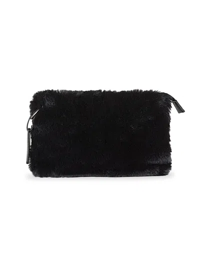 Luxe Faux Fur Kids' Women's Faux Fur Crossbody Bag In Black