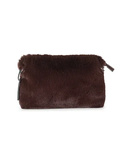 Luxe Faux Fur Women's Faux Fur Crossbody Bag In Chocolate
