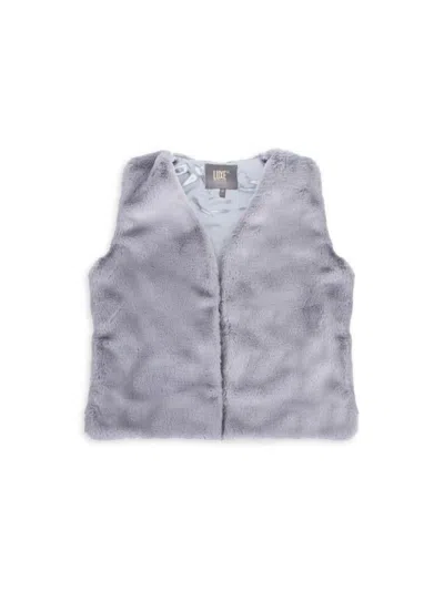 Luxe Faux Fur Kids' Women's Faux Fur Open Front Vest In Gray