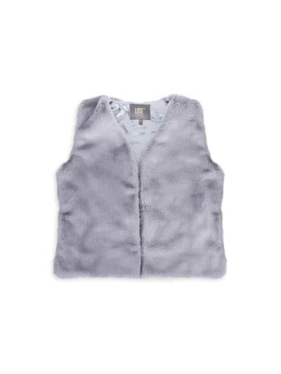 Luxe Faux Fur Kids' Women's Faux Fur Open Front Vest In Grey