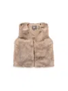 Luxe Faux Fur Women's Faux Fur Open Front Vest In Tan