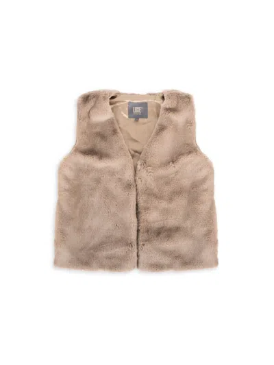 Luxe Faux Fur Kids' Women's Faux Fur Open Front Vest In Brown