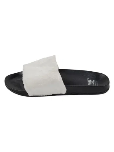 Luxe Faux Fur Women's Faux Fur Slides In Off White