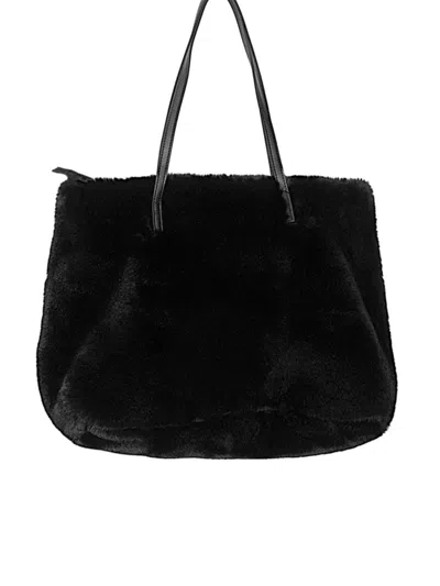 Luxe Faux Fur Women's Faux Fur Tote In Black
