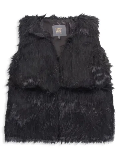 Luxe Faux Fur Kids' Women's Faux Fur Vest In Black