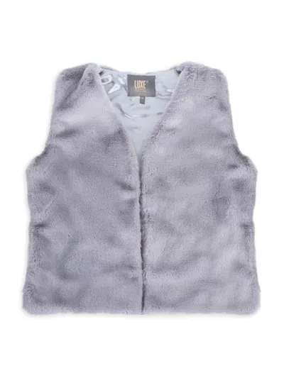 Luxe Faux Fur Kids' Women's Faux Fur Vest In Gray
