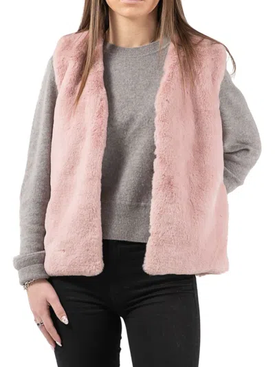 Luxe Faux Fur Kids' Women's Faux Fur Vest In Pink