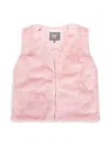 Luxe Faux Fur Women's Solid Faux Rabbit Fur Vest In Pink