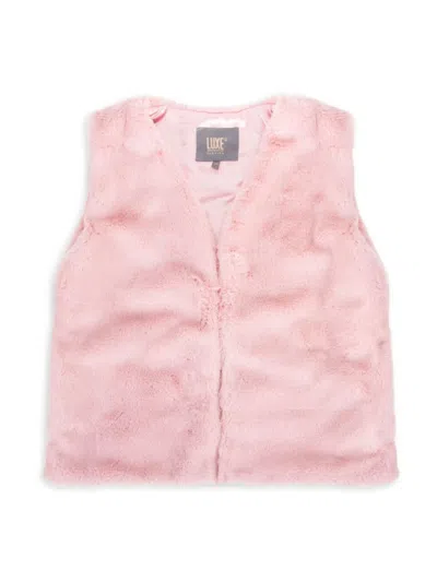 Luxe Faux Fur Kids' Women's Faux Fur Vest In Pink